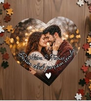 Kişiye Özel Fotoğraf ve Benim Eksik Parçam Sendin Baskılı 80 Parçalı A4 Boyut Kalp Puzzle Yapboz