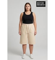 Kadın Büyük Beden Şort 3XL-6XL Rahat Kesim Diz Altı Günlük Şort-SPR26BSRK591