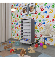 Kenzlife sepetli mutfak dolabı ruberu gri 098x45x30 banyo oyuncak çamaşır beyaz 7 li sepet (Karışık)