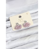 Pembe Zirkon Taşlı Gümüş Swan Kuğu Model Kadın Küpe - EBJ260725W44276