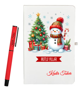 Arkadaşa Yeni Yıl Hediyesi Kişiye Özel Defter ve Roller Kalem Seti