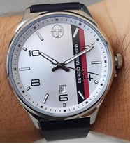 Sergio Tacchini Takvimli Siyah Deri Kayışlı Erkek Kol Saati
