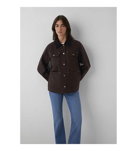 Mavi Yaka Detaylı Loose Fit Kahverengi Kadın Ceket 1110909-89103