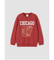 LCW Kids Bordo Baskılı Erkek Çocuk Kalın Sweatshirt