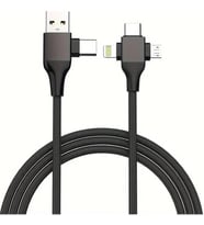 STORE USB Type-C 5'i 1 Arada Çoklu Hızlı Şarj Kablosu Lightning Micro Usb 1m Siyah