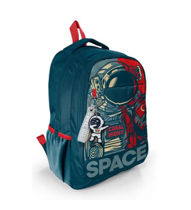 CORAL HIGH 14389 KIDS ÇİVİT KIRMIZI ASTRONOT DESENLİ ÜÇ BÖLMELİ OKUL SIRT ÇANTASI