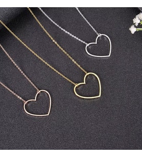 Kişiye Özel 925 Ayar Gümüş Minimalist Kalp Kolye (Gold)