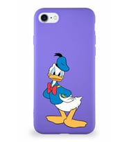 Apple iPhone 7 Soft Premier Kapak Donald Duck-D Tasarımlı Silikon Kılıf - Mor (Şeffaf)