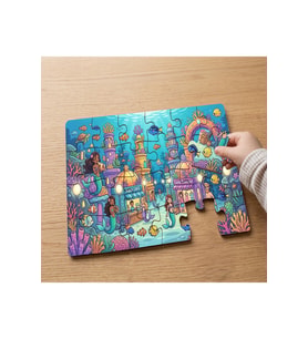 Görkemli Sualtı Şehri Tasarımlı 24 Parça Ahşap Çocuk Puzzle