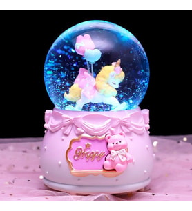  Işıklı Müzikli  Unicorn Happy Püskürtmeli Büyük Boy Kar Küresi