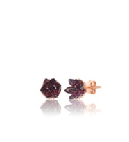 925 ayar gümüş, Ametist taşlı Rose kaplama Lotus Çiçeği küpe (STD)