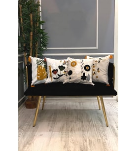 Nakışlı Püsküllü Dekoratif Kırlent Kılıfı Takımı (4 Parça - 43x43 cm) NKK006