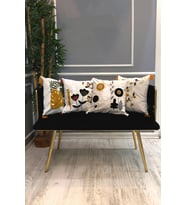 Nakışlı Püsküllü Dekoratif Kırlent Kılıfı Takımı (4 Parça - 43x43 cm) NKK006