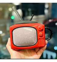 450ml Yaratıcı Seramik Kupa Su Bardağı Ev Kapaklı Kupalar Saman Nostaljik Komik TV Kahve Süt Bardak (Kırmızı)