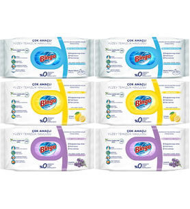 Bingo Clean Yüzey Temizlik Havlusu (Karma 6 Lı Set) (Beyaz Sabun/Limon Kokulu/Lavanta Kokulu)