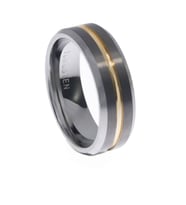 Erkek Gold Detay Gümüş Renk Tungsten Yüzük
