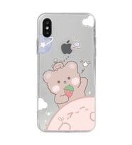 Iphone Xsmax Uyumlu Tatlı Ayıcık Desenli Şeffaf Telefon Kılıfı