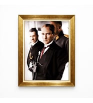 Tablore Mustafa Kemal Atatürk Dürbünlü Cephe Hatırası Altın Çerçeveli Tablo