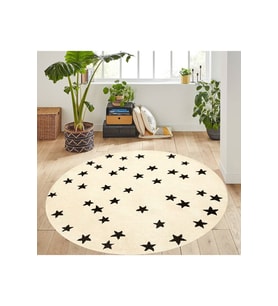 Eliana Home Baskılı, Yıkanabilir Kaymaz Taban Yuvarlak Halı LNA7349 120x120 cm (Bej)