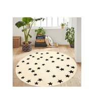 Eliana Home Baskılı, Yıkanabilir Kaymaz Taban Yuvarlak Halı LNA7349 120x120 cm (Bej)