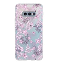 Samsung Galaxy S10E Kapak Floral Pudra Tasarımlı Şeffaf Silikon Kılıf