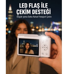 Beyaz 4K Video Kayıtlı 48 MP Dijital Fotoğraf Makinesi Otomatik Odaklama