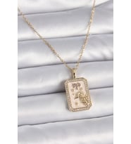 316L Çelik Gold Renk Zincir Koç Burcu Zirkon Taşlı Kadın Kolye - TJ-BKO9462