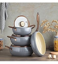 Oms Allure 12001 Pure Ceramıc 7 Parça Biogranit Seramik Set Antrasit Gövde Bakır Detay