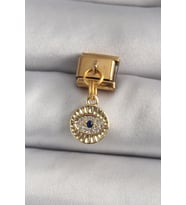 316L Çelik Gold Renk Sallantı Zirkon Taşlı Göz Model Nomination Charm 5886 - GLST4241-8091