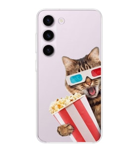 PrintiFy Samsung Galaxy S23 ile Uyumlu Kedi 1 Kamera Korumalı Şeffaf Kılıf