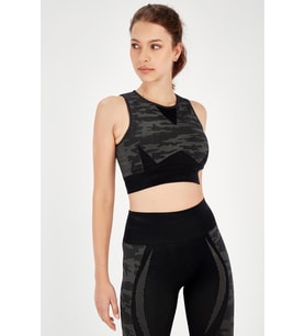 Maraton SlimFit Kadın Bisiklet Yaka Siyah Bra