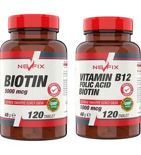 Nevfix B12 120 Tablet   Biotin 5000 Mcg 120 Tablet (Renksiz)
