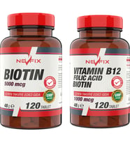 Nevfix B12 120 Tablet   Biotin 5000 Mcg 120 Tablet (Renksiz)