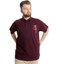 Mode XL Büyük Beden Erkek T-shirt Polo CAPTIAN 23338 Mürdüm