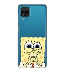 Samsung Galaxy M12 Uyumlu Sunger Bob Tasarımlı Şeffaf Telefon Kılıfı