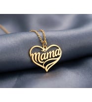 Kişiye Özel 925 Ayar Gümüş Tasarım Kalp Mama Kolye (Gold) Anneler Günü Özel Hediye
