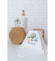 Pia Baby Premium %100 Pamuk Çift Kat Penye Battaniye ve Yastık Kılıfı Yenidoğan Erkek Bebek Hediyesi 5050-10 (Ekru)