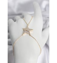 Pirinç Gold Renk Zirkon Taşlı Yıldız Model Kadın Şahmeran