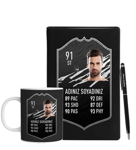 Kişiye Özel Fut Kart Defter Kalem Kupa Hediye Seti