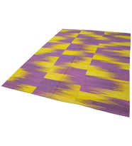 Geometrik Halı Mor Canlı Sarı Modern Bohem Tarz El Dokuma Şık Salon Kilimi Çocuk Odası