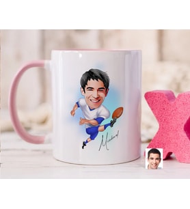 Bk Gift Kişiye Özel Amerikan Futbolcusu Karikatürlü Pembe Kupa Bardak-10, Sevgiliye Hediye, Arkadaşa Hediye