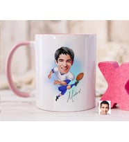 Bk Gift Kişiye Özel Amerikan Futbolcusu Karikatürlü Pembe Kupa Bardak-10, Sevgiliye Hediye, Arkadaşa Hediye