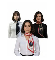Atatürk Silüet ve İmzalı 3'lü Set Kravat / Eşarp / Fular (Kırmızı-Siyah)