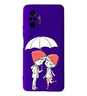 Xiaomi Redmi Note 10 Pro Uyumlu Lansman Kılıf Aşk Tasarımlı İçi Kadife Kapak-Mor (Şeffaf)
