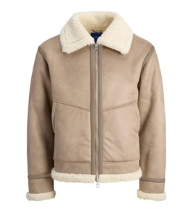 Jack & Jones JORLIVERPOOL Aviator Jacket – Kürklü Yaka Süet Görünümlü Kışlık Erkek Mont SN Koleksiyonu (Açık Kahve)
