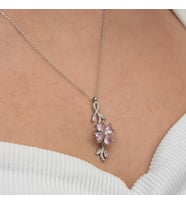 Pembe Çiçek 925 Ayar Gümüş Kadın Kolye