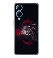 Vivo Y17S Kılıf Resimli Desenli Baskılı Silikon Kurt ve Ay Yıldız 1403