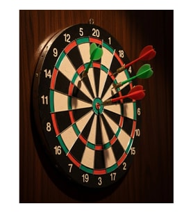 Mey İthalat® Kaliteli Ahşap 15 İnç Dart Tahtası Kolay Montajlı 4 Ok