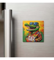 Crocodile - Timsah - Güneş Gözlüklü Style - Buzdolap Magneti - 9x9 Cm