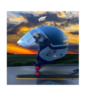 Sway 715 Şeffaf Vizörlü Yarım Motosiklet Scooter Kaskı M Beden Gemini Grey (Siyah)